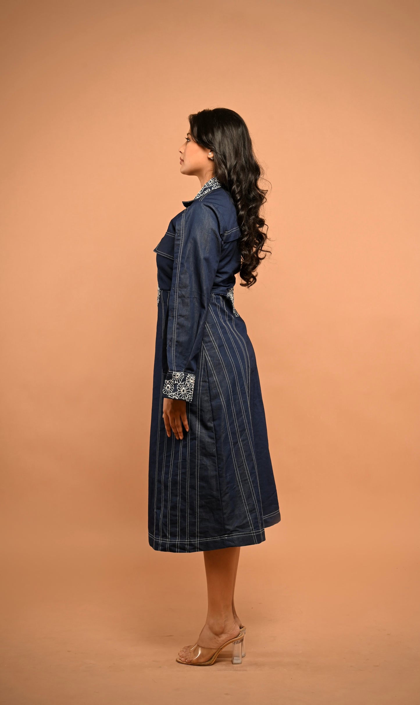 Embroidered Denim Dress