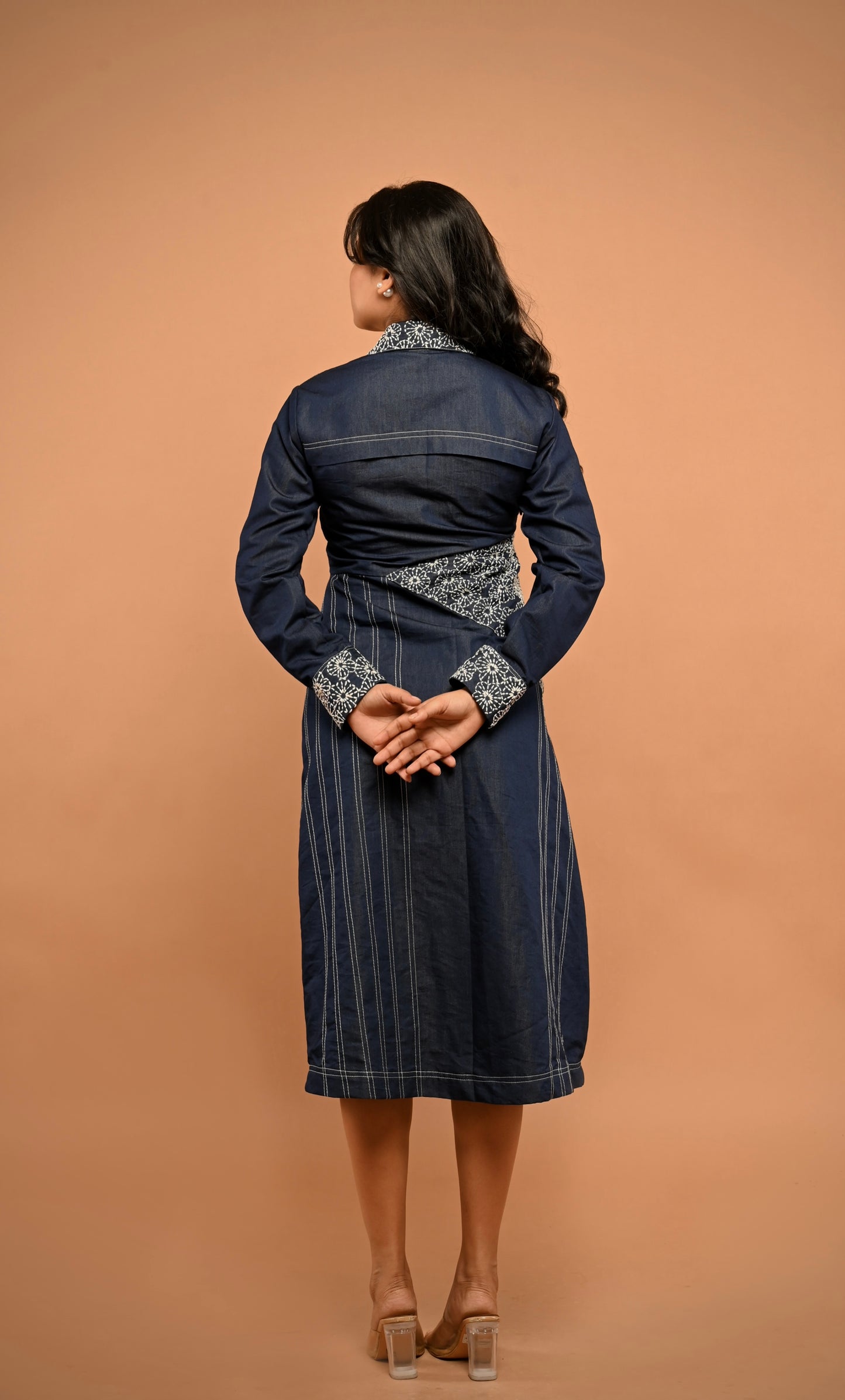 Embroidered Denim Dress