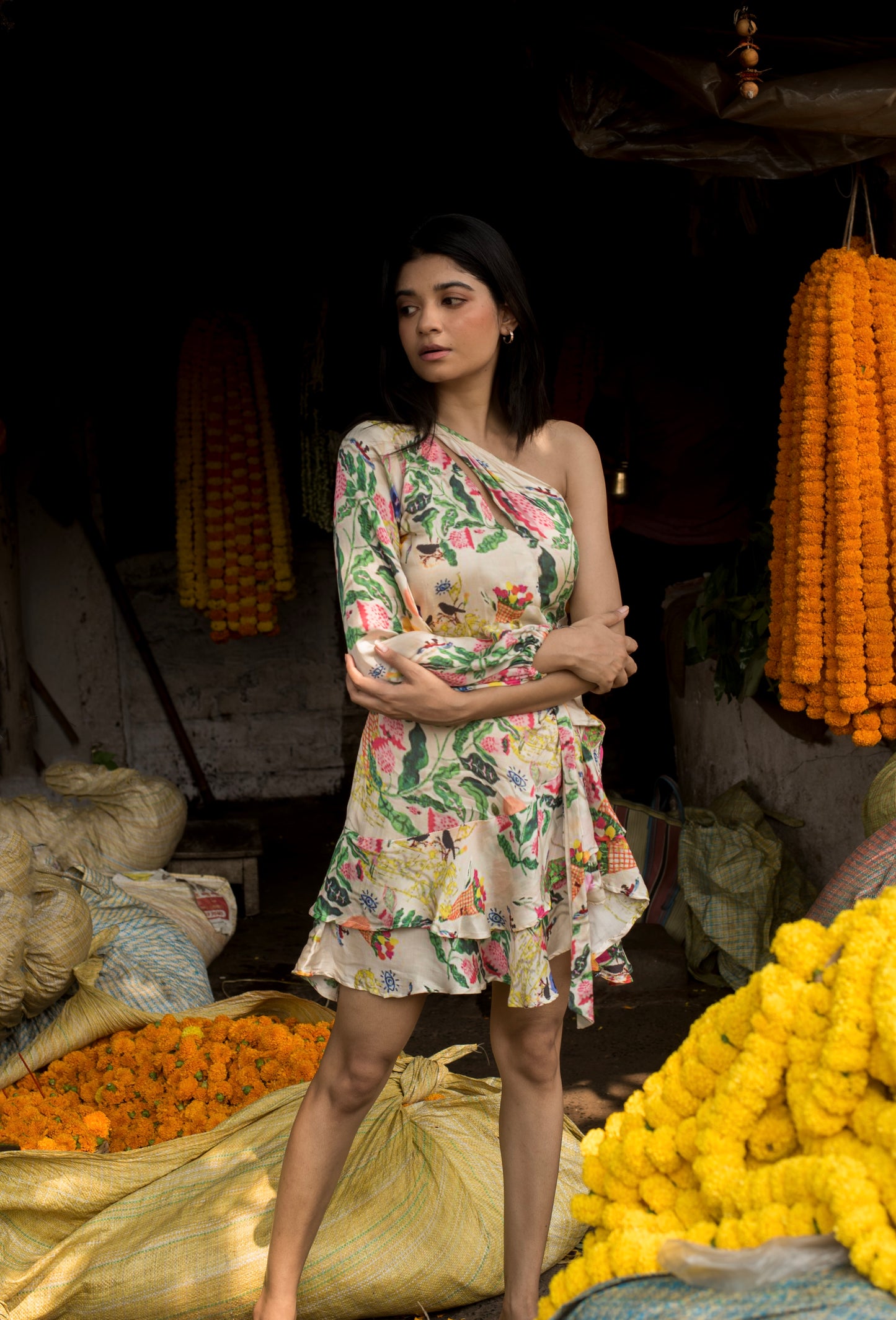 Phool Mandi One Shoulder Dress