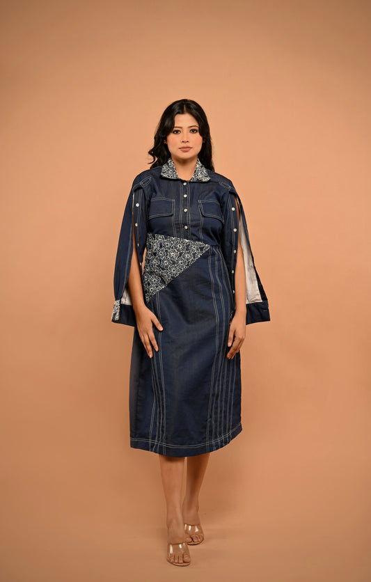 Embroidered Denim Dress