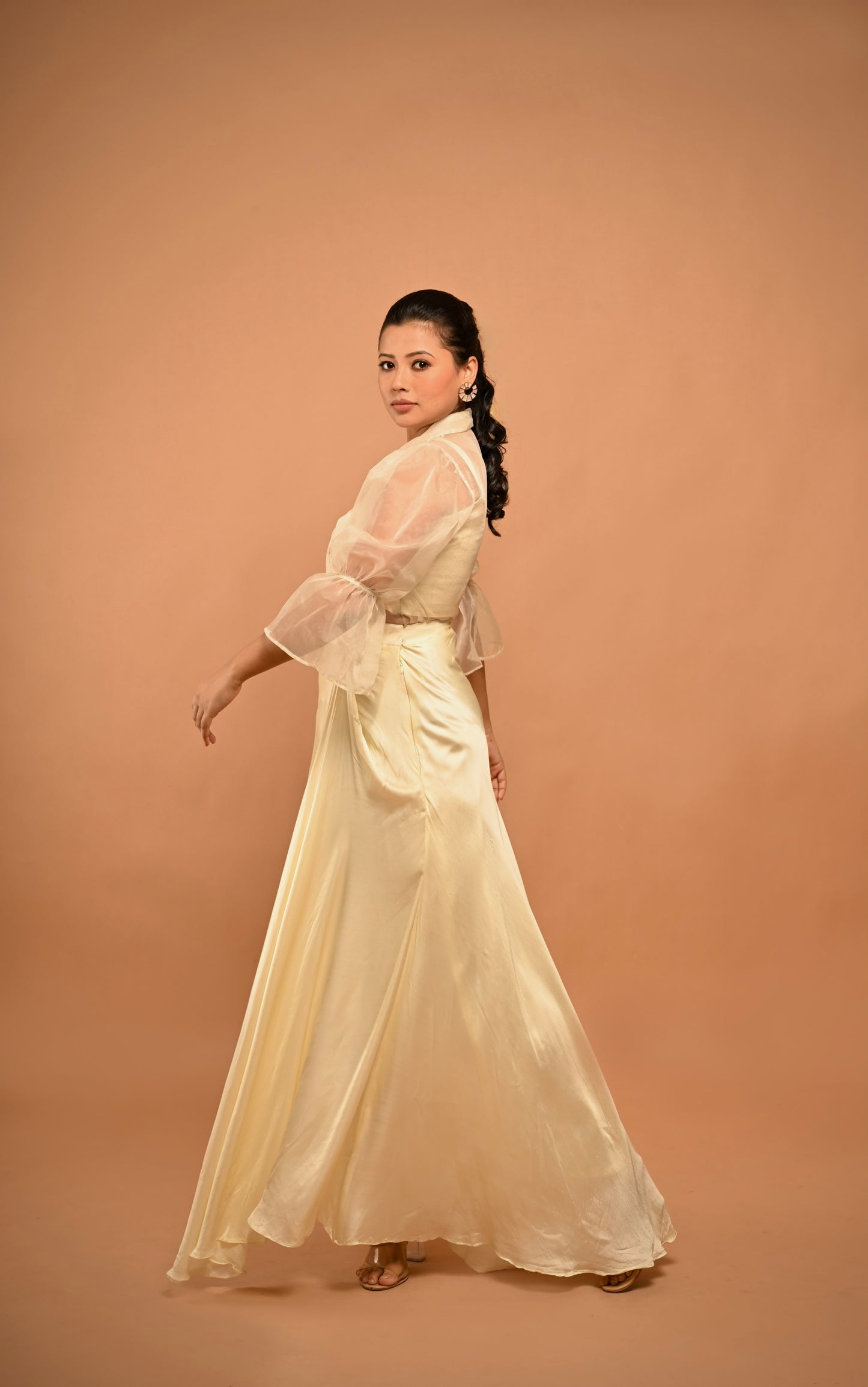Ivory Draped Skirt Set