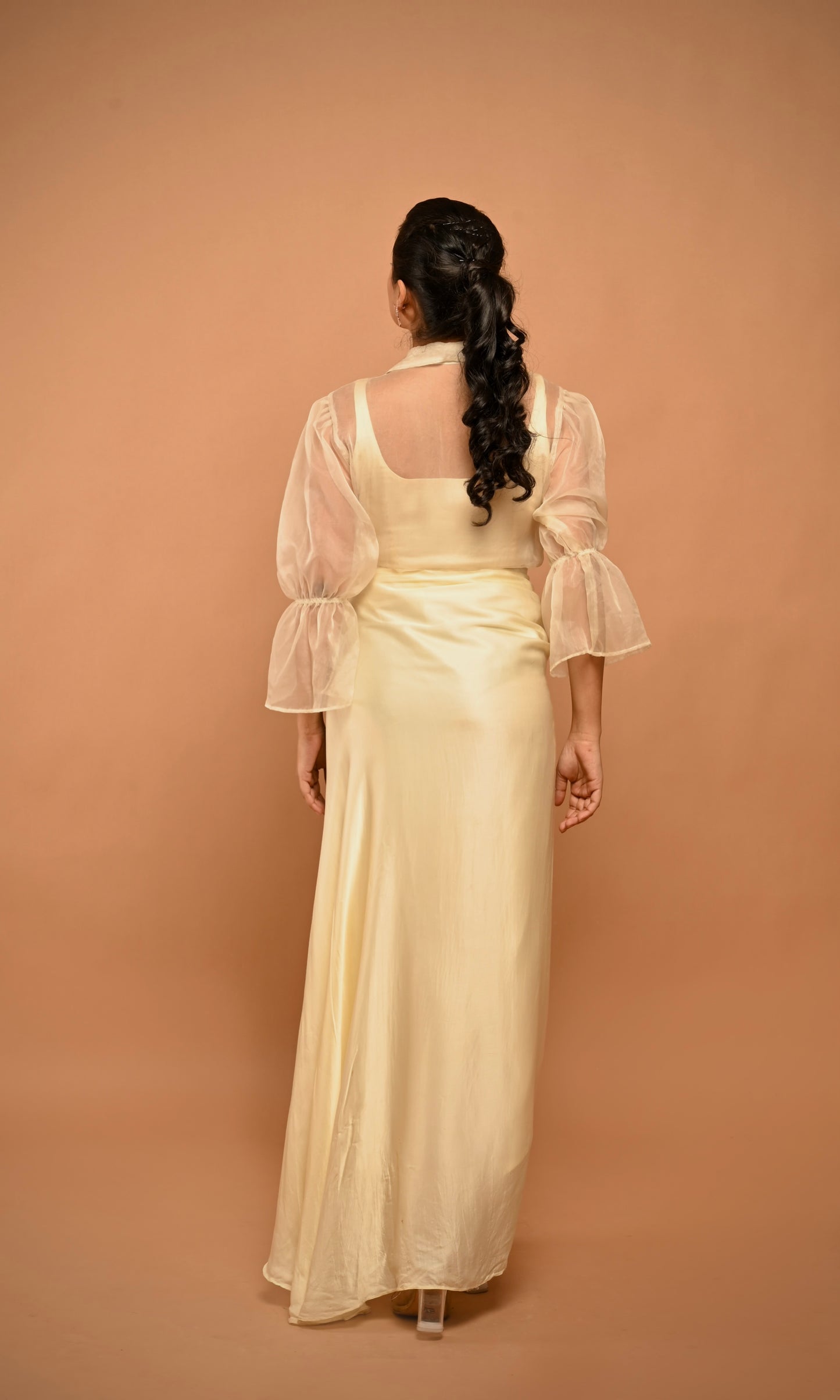 Ivory Draped Skirt Set